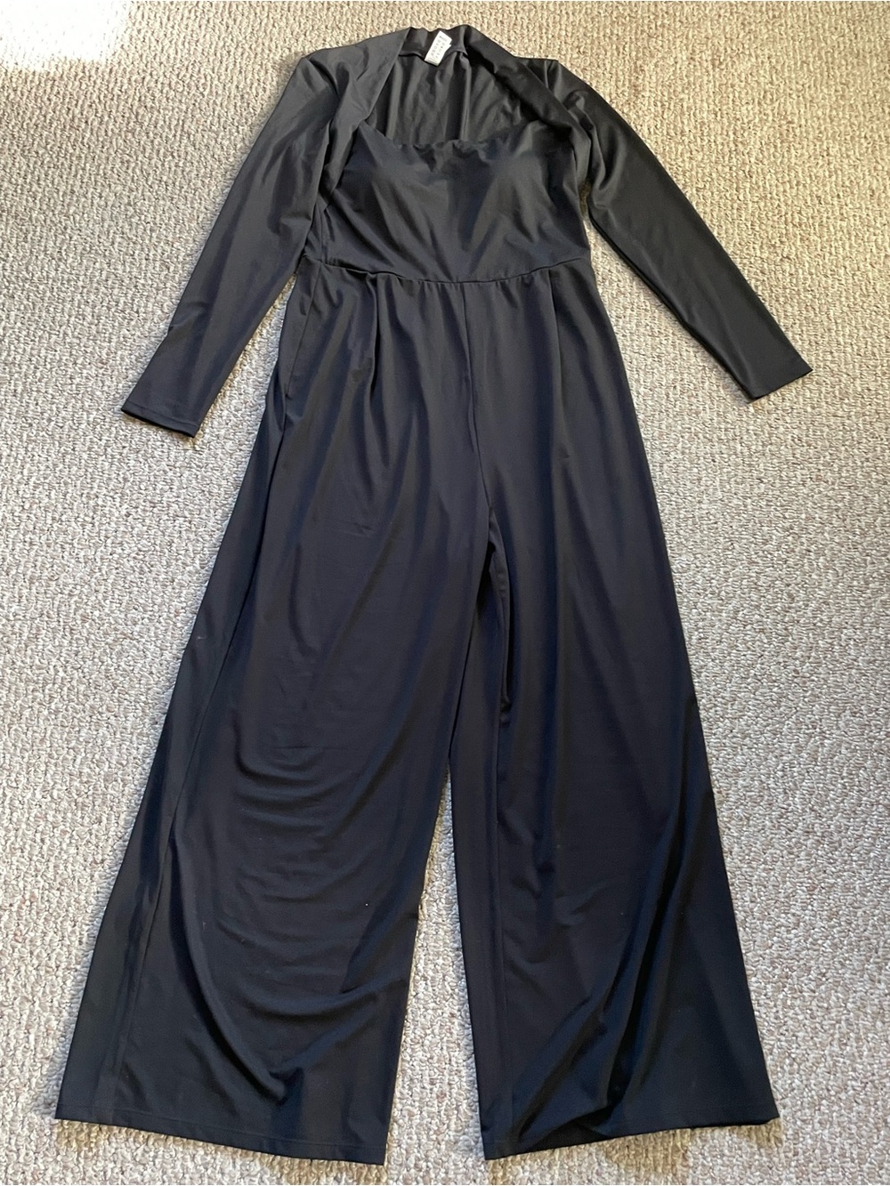 HALARA Black Long-Sleeve Wide-Leg Jumpsuit
